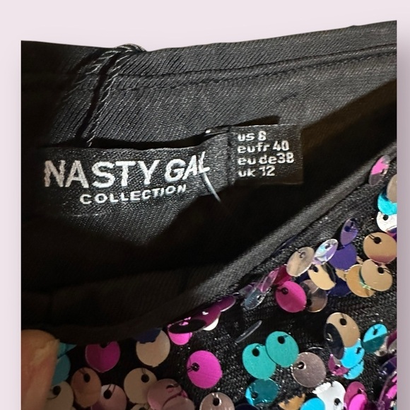 Nasty Gal Rainbow Sequin Wide Leg Pants size US 6 New Years NWT Immediate ship - Picture 6 of 11